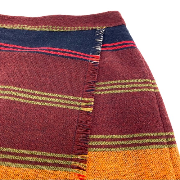Ann Taylor Loft Petites Wool Blend Southwestern Faux Wrap Fringe Blanket Skirt - Picture 3 of 15